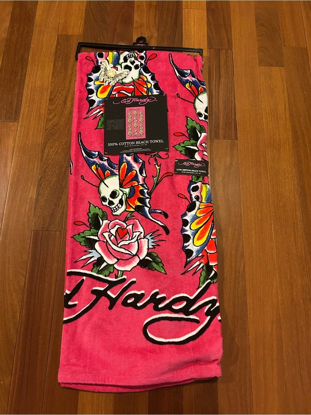 Ed Hardy Skull & Roses Beach Towel 100% Cotton 36